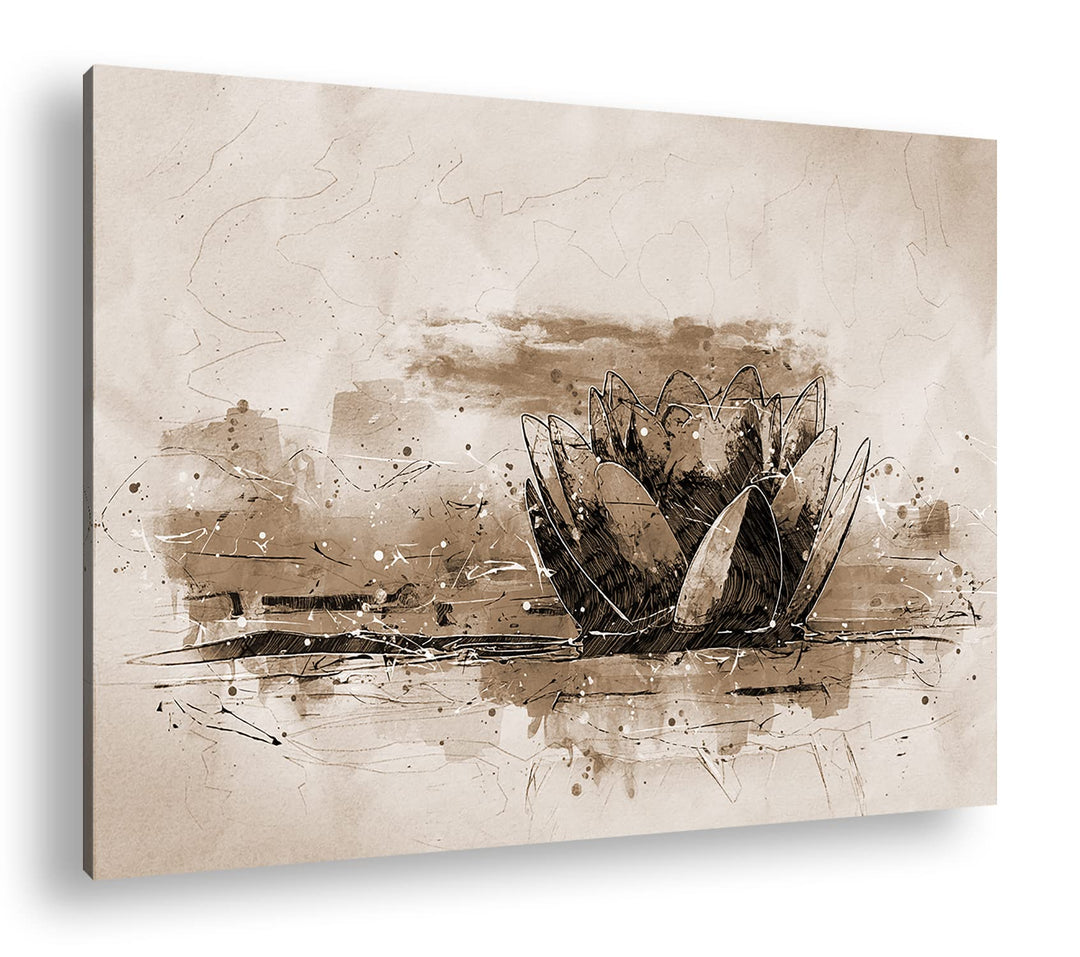 deyoli Illustration einer Lotusblume Format: 80x60 Effekt: Sepia als Leinwandbild, Motiv fertig gera