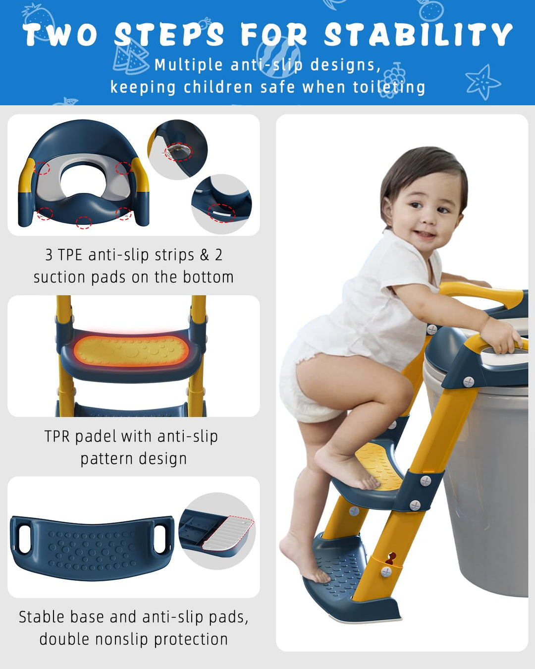 Xespis Kinder Toilettensitz mit Treppe, Toilettentrainer, für Jungen und Mädchen, WC Sitz Kinder mit