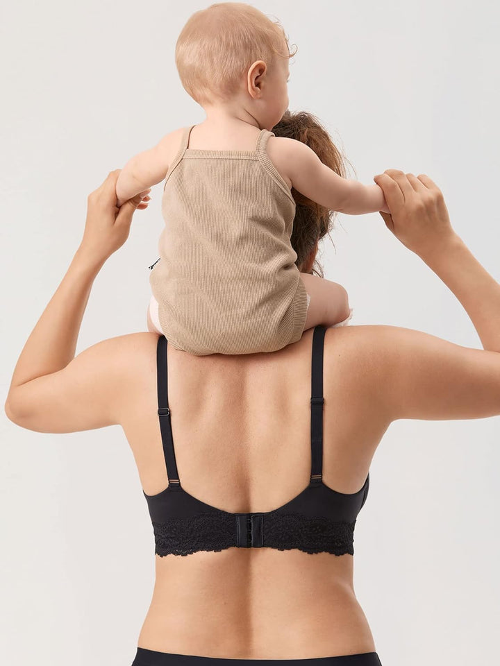 MOMANDA Damen Still BH ohne Bügel Schwangerschafts Spitzen BHS Mutterschaft Bralette für das Stillen