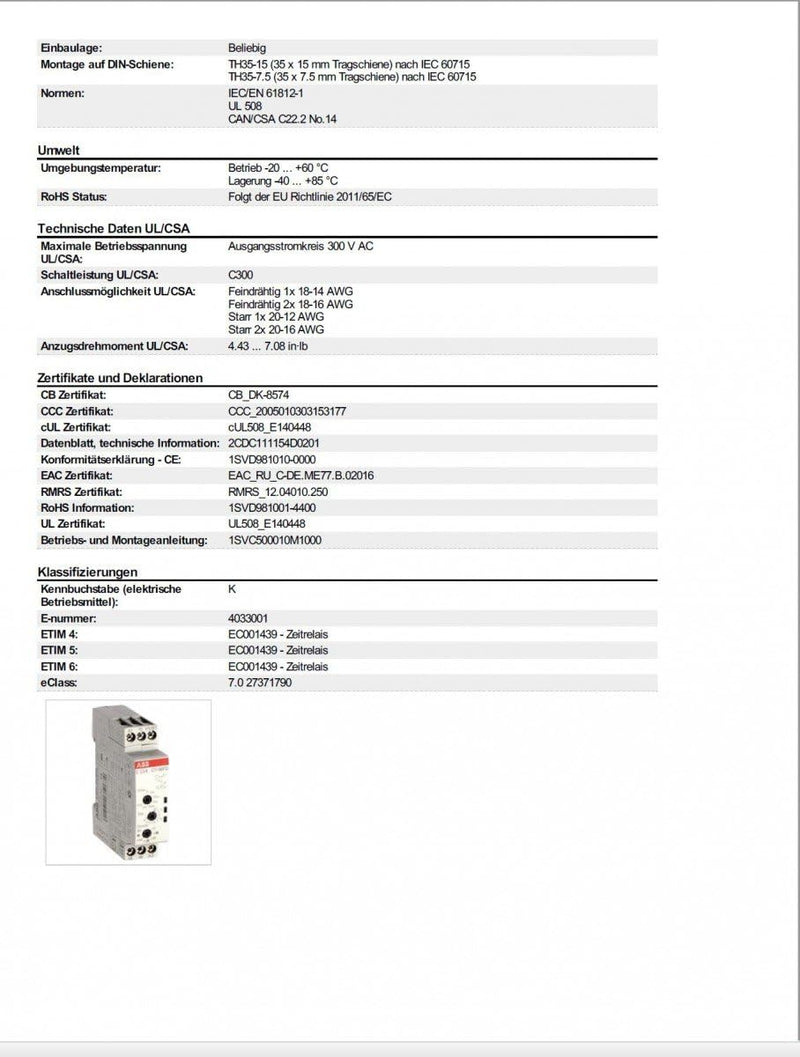 Multifunktions-Zeitrelais 1W ABB CT-MFD.12