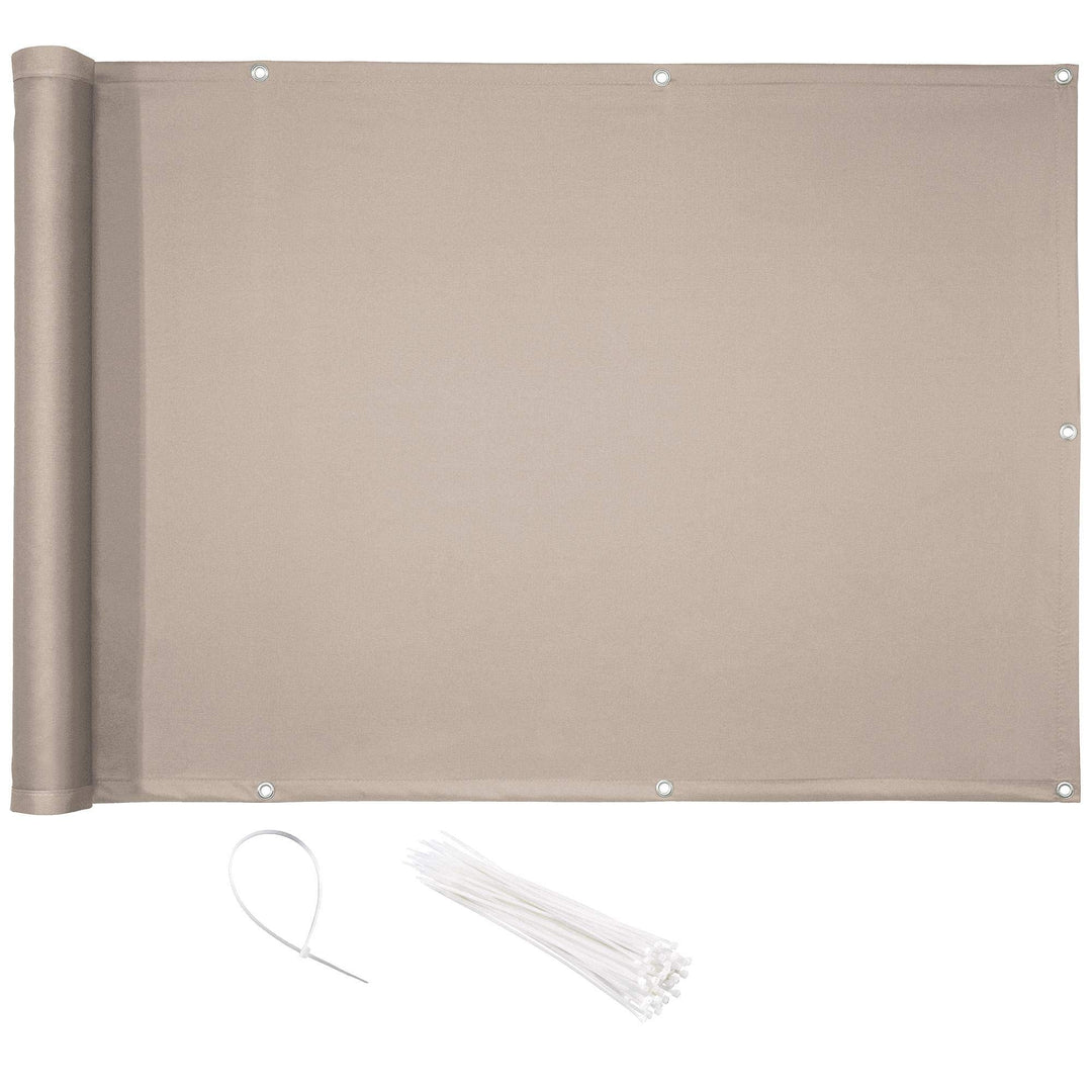 CelinaSun Sichtschutz Balkon 0,9 x 6 m Taupe PES Balkonbespannung mit Kabelbinder wasserabweisend Ba