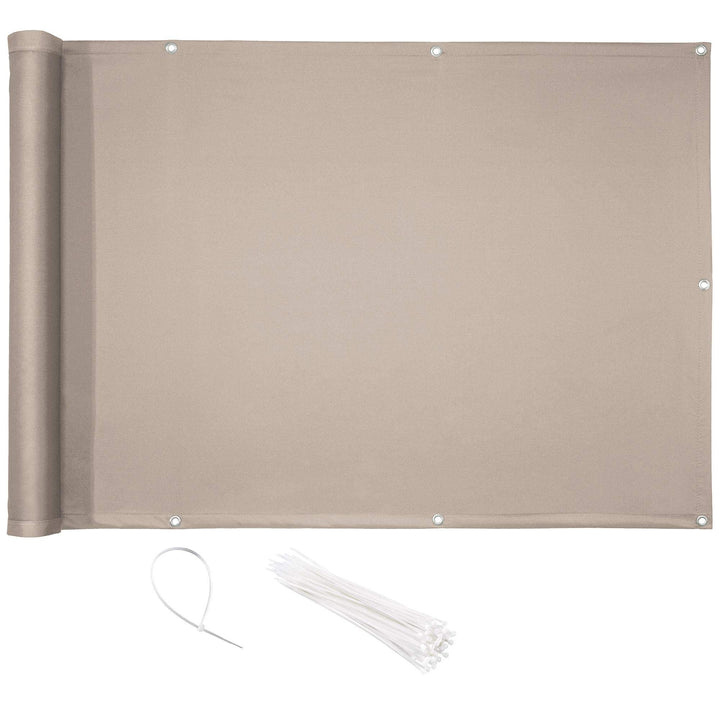 CelinaSun Sichtschutz Balkon 0,75 x 3 m Taupe PES Balkonbespannung mit Kabelbinder wasserabweisend B