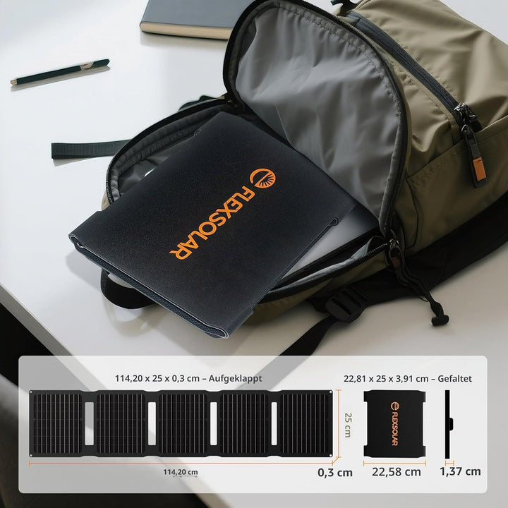 FlexSolar Solarpanel 40W, Solarladegerät verbesserte PD2.0 USB-C, QC3.0 USB-A und DC-Solarpanel IP67