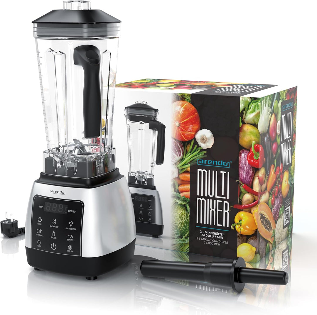 Arendo - Standmixer 2000 Watt mit Touchpanel - Hochleitungsmixer - 2L - 9 Geschwindigkeitsstufen – m