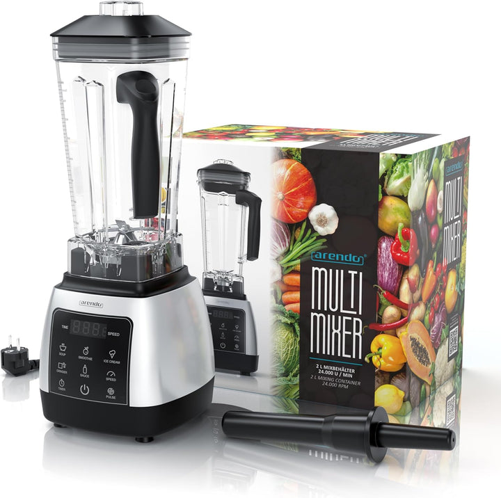 Arendo - Standmixer 2000 Watt mit Touchpanel - Hochleitungsmixer - 2L - 9 Geschwindigkeitsstufen – m