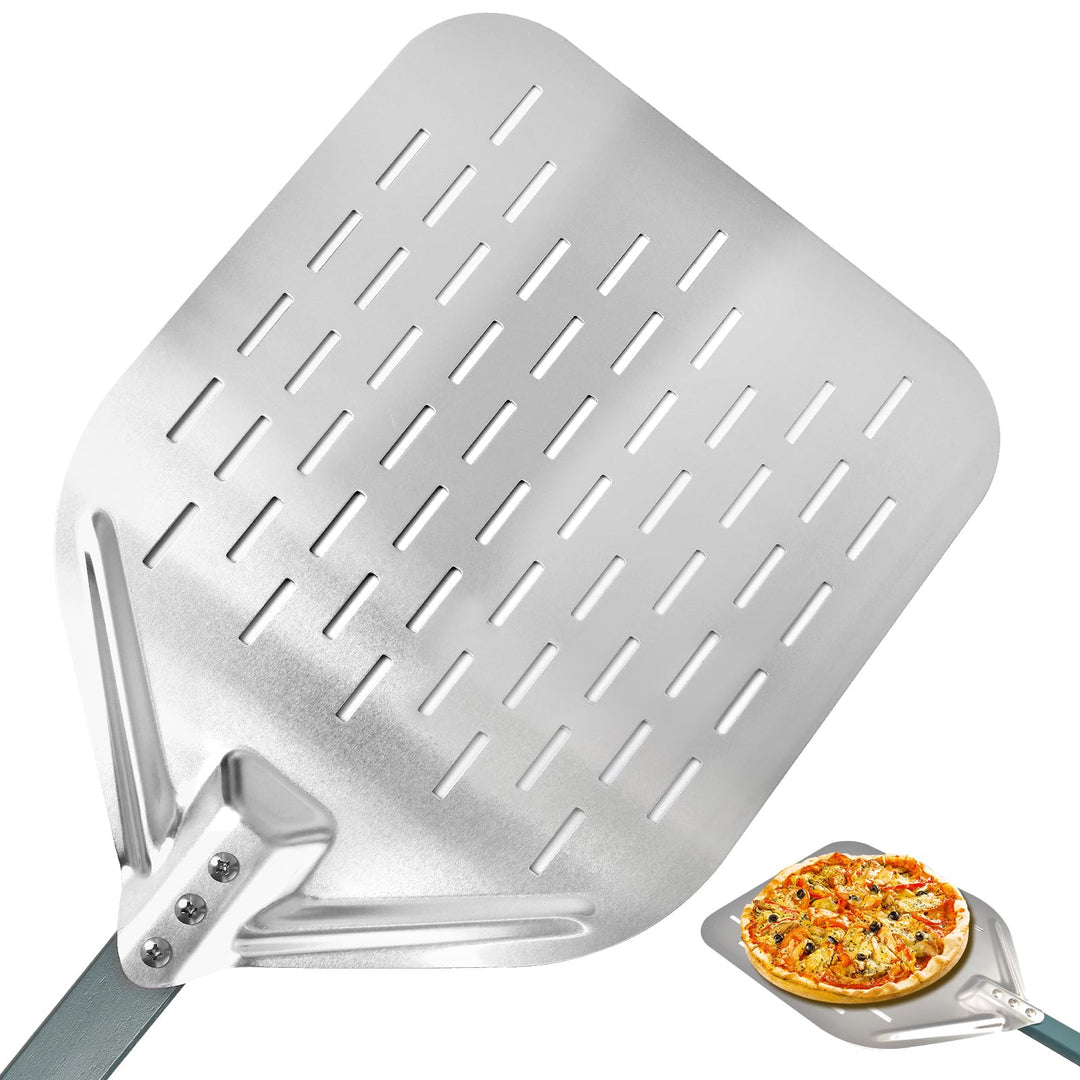 Pizzaschieber 40 * 30cm 12 Zoll Aluminium Pizzaschieber perfekter Grösse und perforiertem Design für