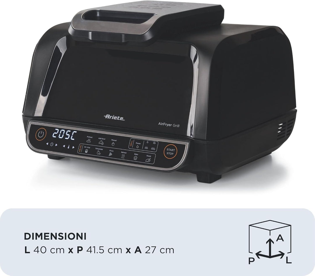 Ariete 4635 Air Fryer Grill, Luftfritteuse und Grill, Grillpfanne, 1700 W, Fassungsvermögen 8 l, Fri