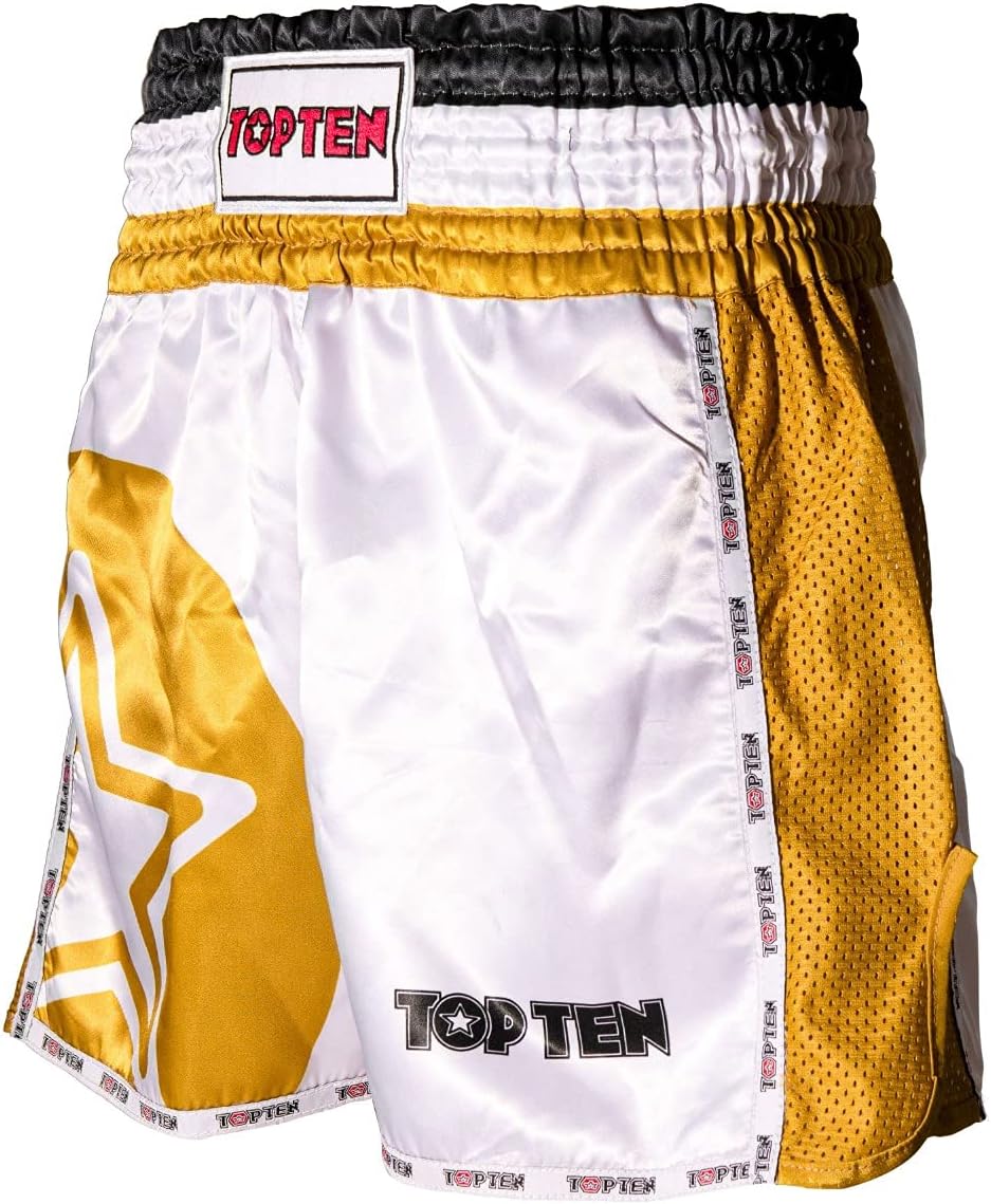TopTen Thaibox-Shorts „Star“ L Weiss - Gold, L Weiss - Gold
