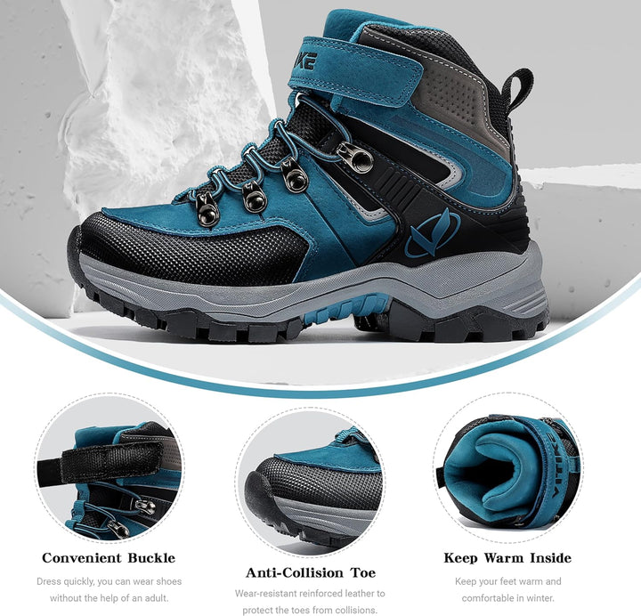 ASHION Winterschuhe Jungen Schneestiefel Kinder Mid Gefütterte Winterstiefel Wanderschuhe Trekking B