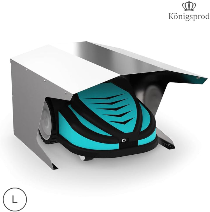 KÖNIGSPROD Edelstahl Mähroboter Garage, Schutz für Rasenroboter, Carport, Dach, Roboport, L, L