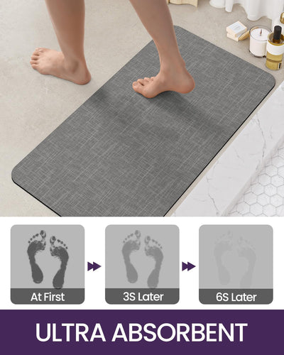 DEXI Badteppich rutschfest Waschbar 43 x 110 cm, Absorbierende Badematte Badezimmerteppich, Saugfähi