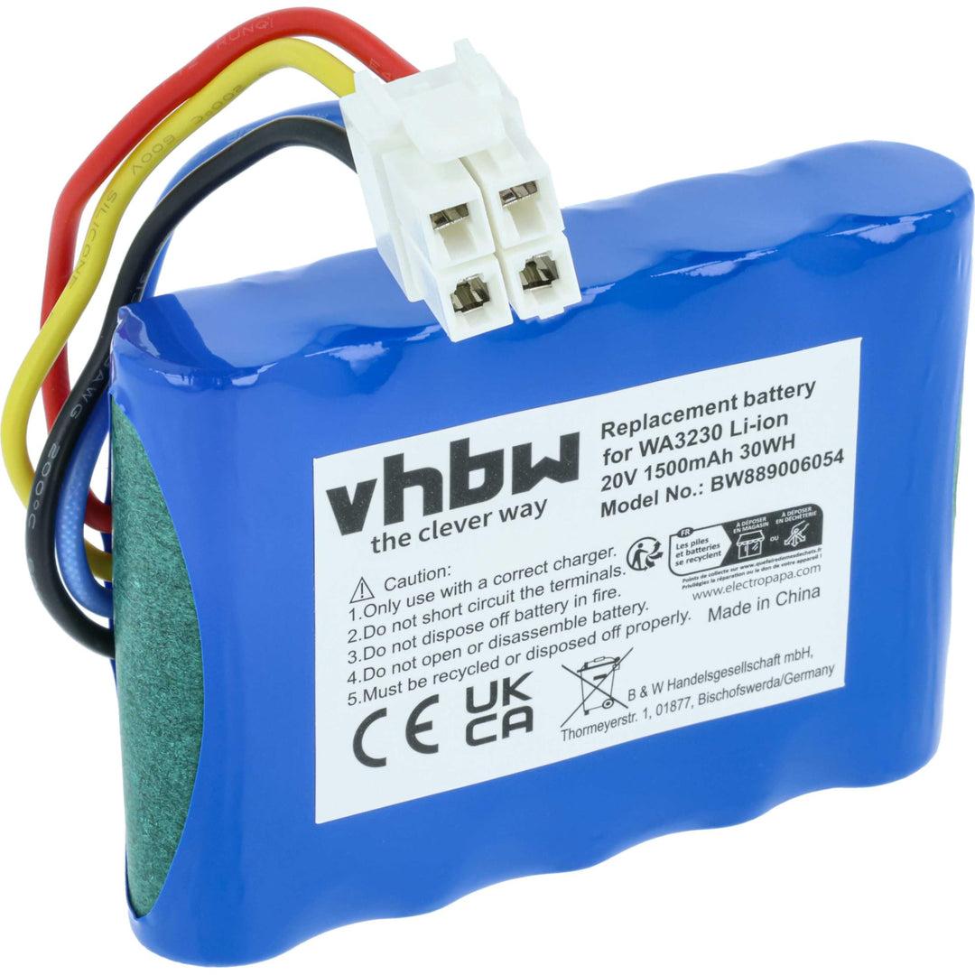 vhbw Akku kompatibel mit Ferrex 800m2 2021, 800m2 Rasenroboter Rasenmäher (1,5Ah, 20V Li-Ion)
