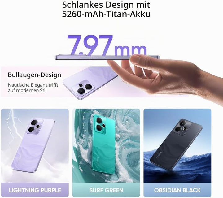 realme 14T 5G Smartphone 8+256GB, Dimensity 6300 5G Chipsatz, 6000mAh Titan Battery, 45W Fast Charge
