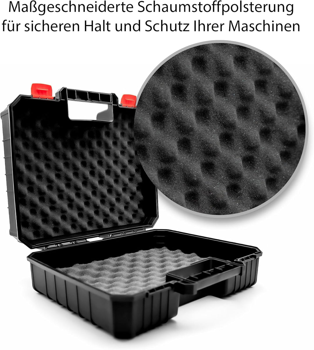 BigDean 2 Stück Maschinenkoffer leer mit Schaumstoff Einlage aus bruchsicherem Kunststoff für sicher