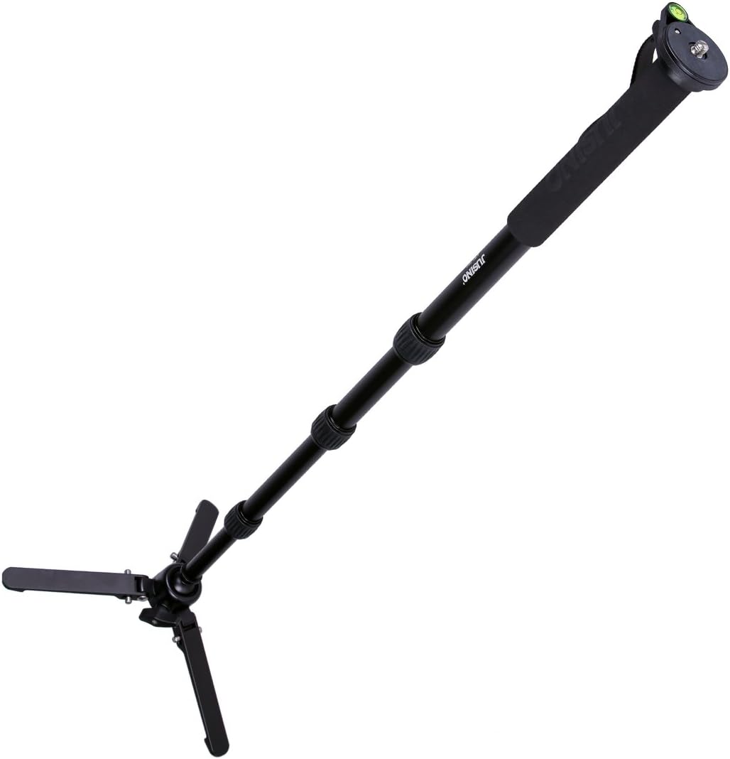 Jusino Aluminium-Monopod mit abnehmbarem Fuss/Tischstativ (6kg Belastbarkeit, Schnelldrehverschlüsse
