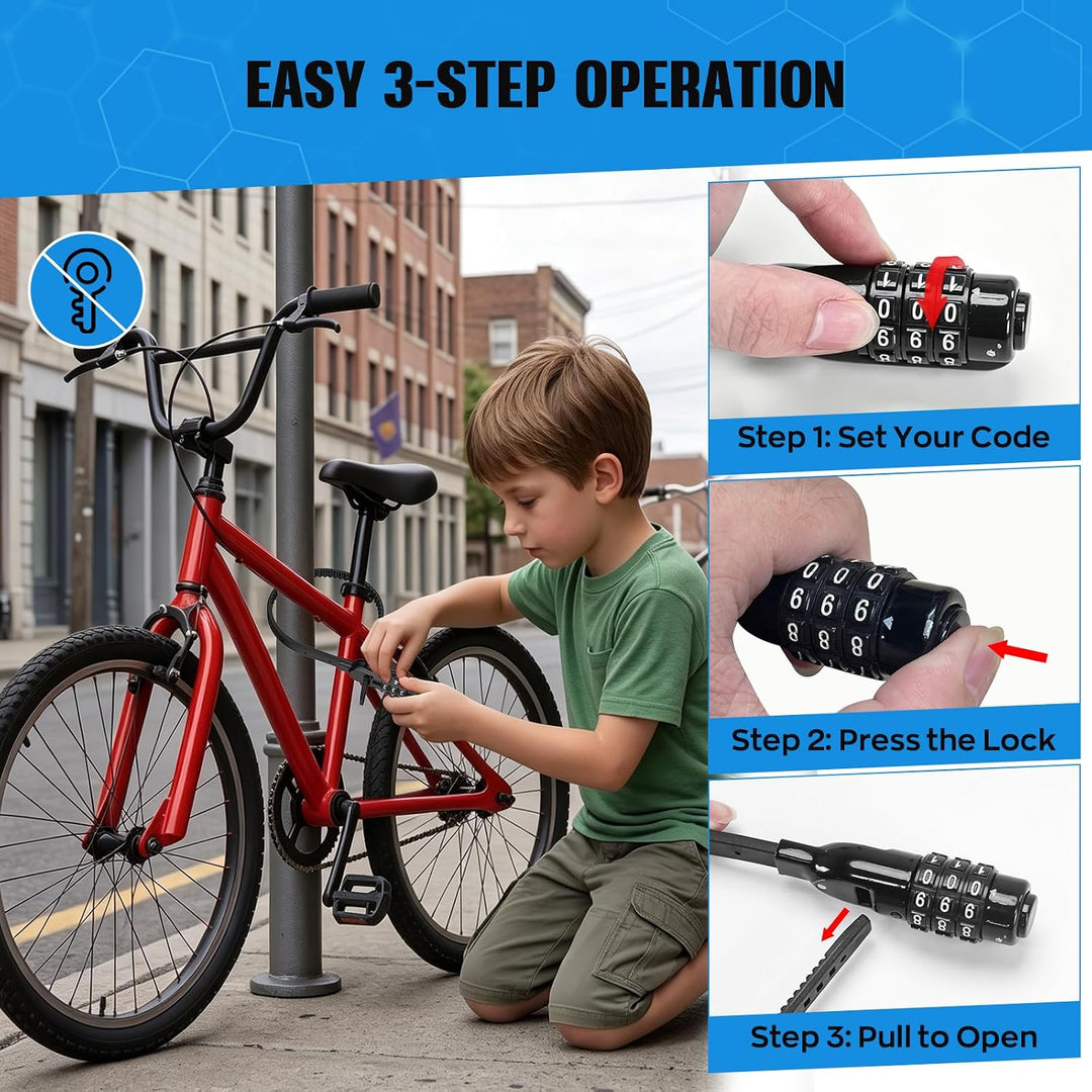 IMAYCC Kabelbinder Schloss mit Zahlencode – Leichtes Fahrradschloss &amp; Zahlenschloss für Helm, Scoote