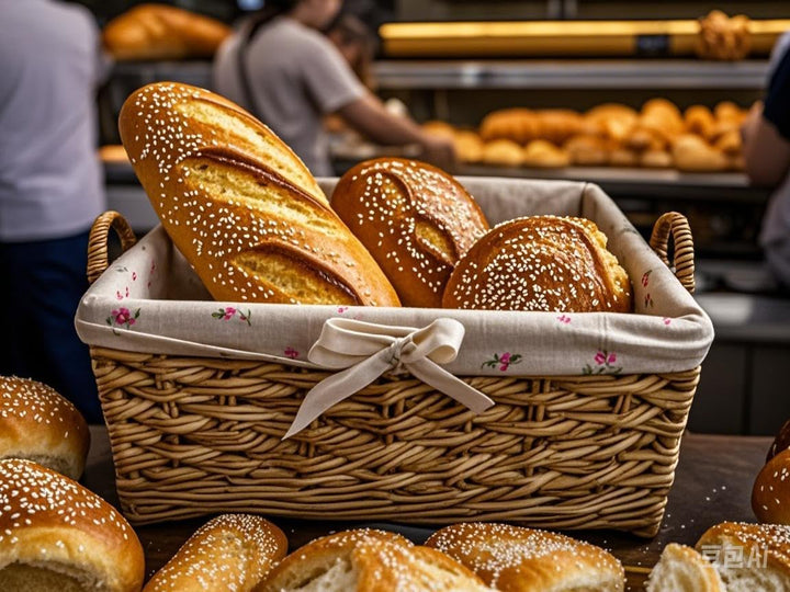Brotkorb 3er Set mit Baumwolleinsatz | Eckige Brotkörbchen aus Seegras | Geflochtener Korb | Aufbewa