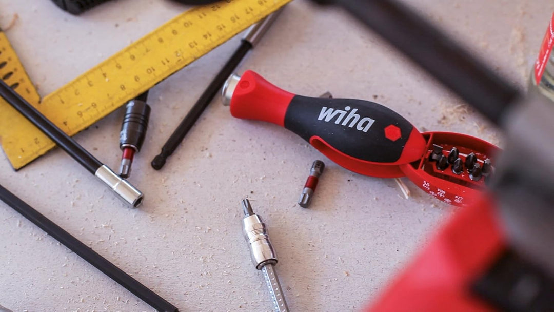 Wiha Schraubendreher mit Bit Magazin magnetisch gemischt mit 8 Bits, 1/4" I Bithalter I Bitsatz I pl