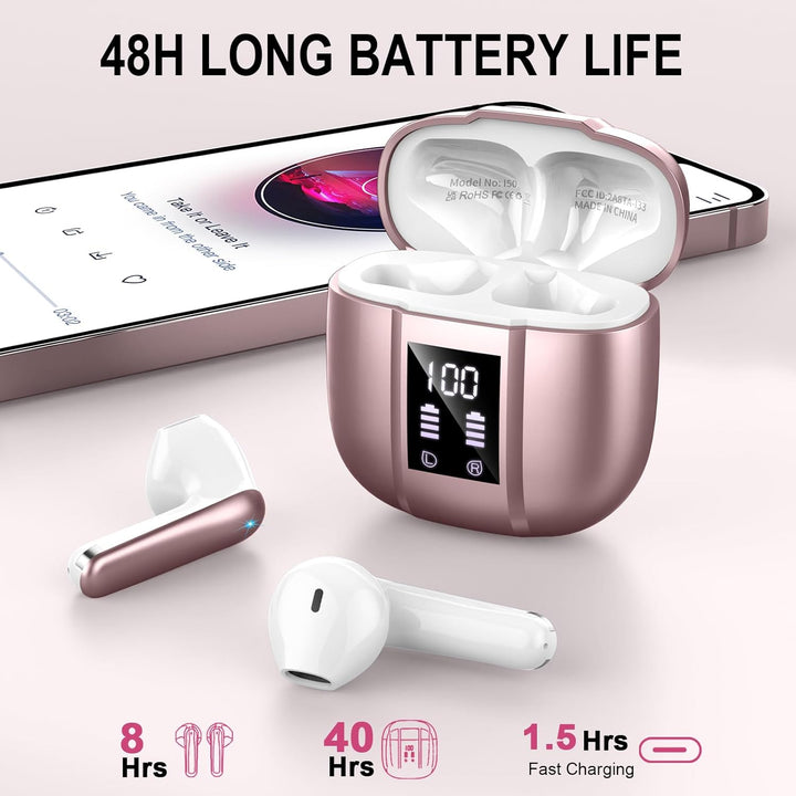 Nerunsa Bluetooth Kopfhörer, 50 Std Spielzeit Kabellose Kopfhörer, Kopfhörer Kabellos Bluetooth 5.4