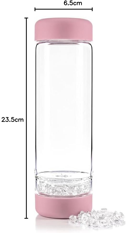 VitaJuwel inu! CRYSTAL by Wasserflasche mit Bergkristall für Individualisten | blossom rose