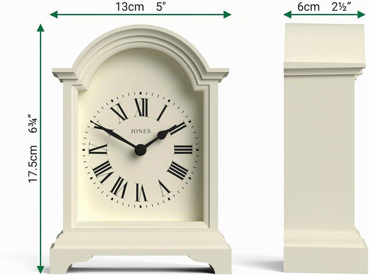 JONES CLOCKS® Bistro kaminuhr | Klassisches Design Einer Arch top Carriage Uhr | Blasscreme | Zeitge