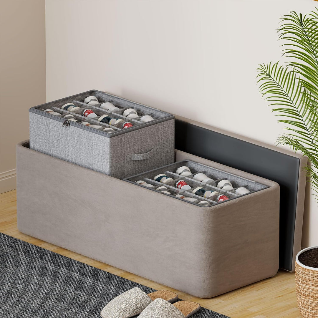 Schuhorganizer Platzsparend, Grosser Faltbar Stoff Schuhaufbewahrungsbox Passt 12 Paare, Schuh Organ