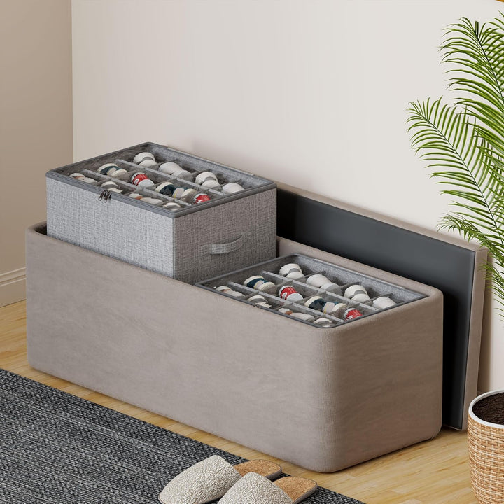 Schuhorganizer Platzsparend, Grosser Faltbar Stoff Schuhaufbewahrungsbox Passt 12 Paare, Schuh Organ