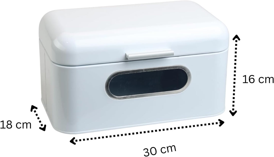 MOON HOME Brotkasten mit Sichtfenster - Breadvault White, aus Edelstahl, Metall-Brotkasten mit optim