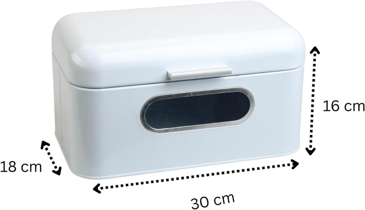 MOON HOME Brotkasten mit Sichtfenster - Breadvault White, aus Edelstahl, Metall-Brotkasten mit optim