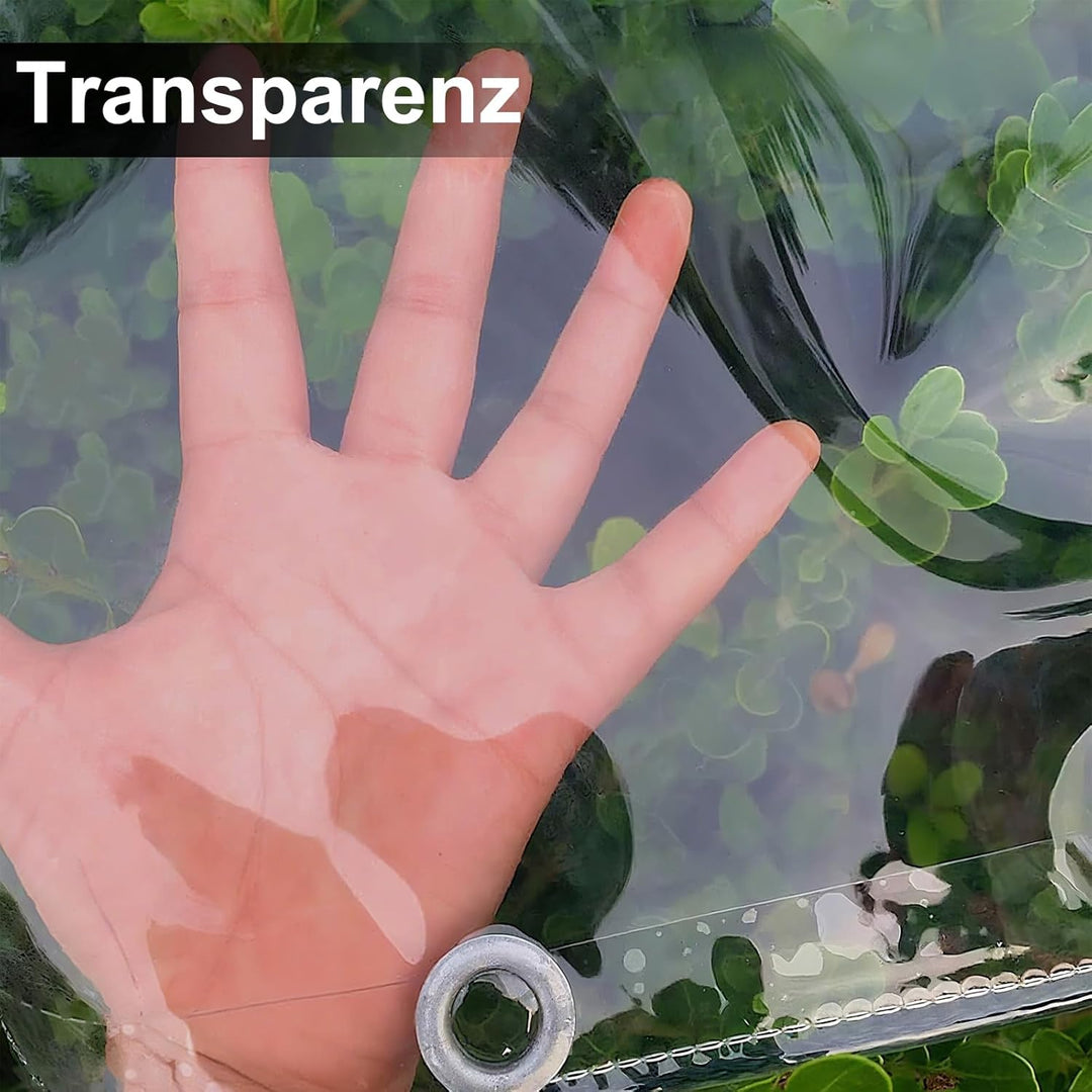 Abdeckplane Wasserdicht, Reissfest Transparent Plane mit Ösen, 0.3mm Dick Multifunktionale PVC Schut