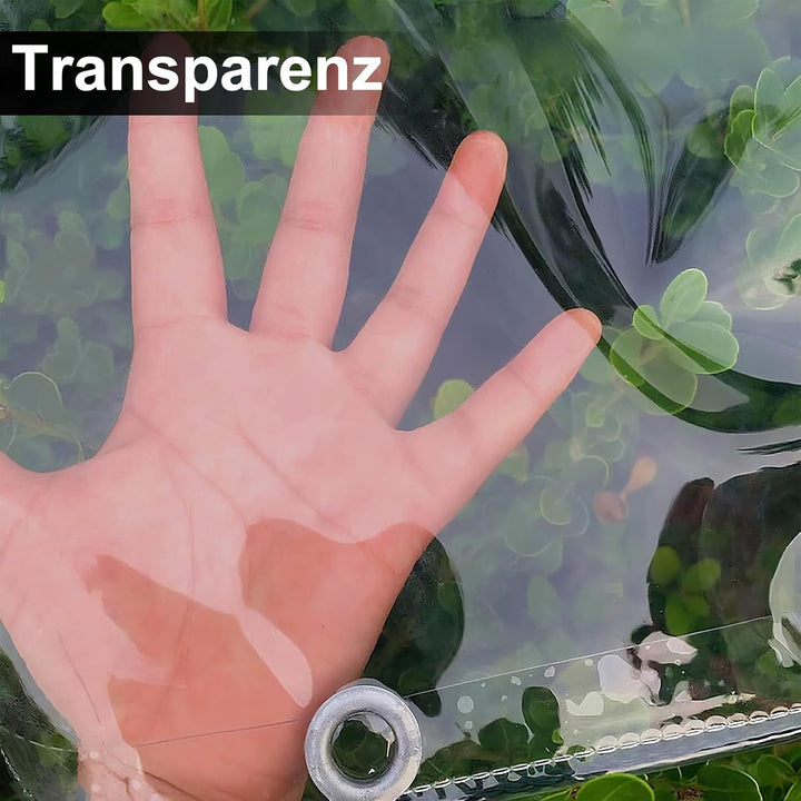 Abdeckplane Wasserdicht, Reissfest Transparent Plane mit Ösen, 0.3mm Dick Multifunktionale PVC Schut