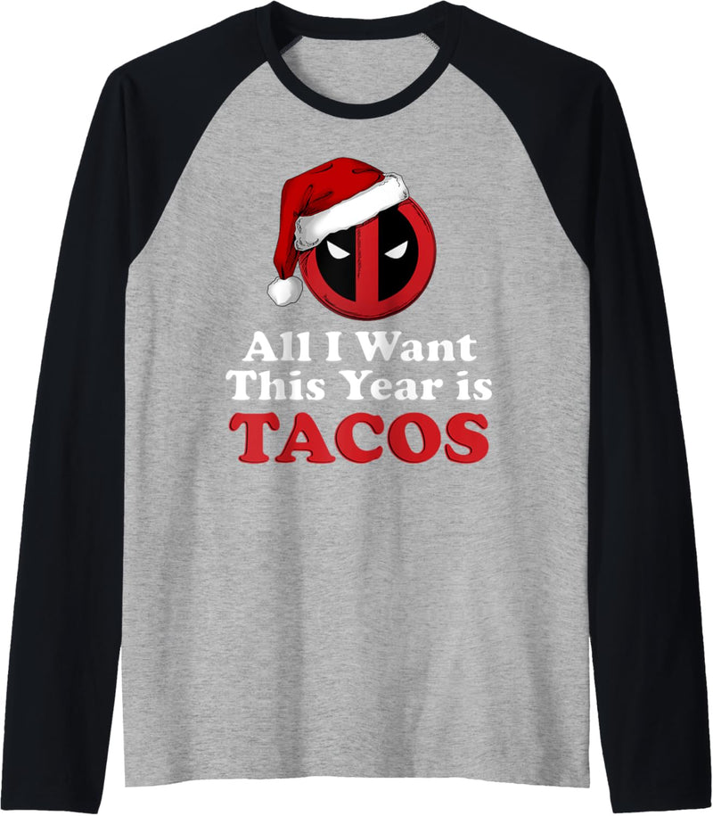 Marvel Deadpool Weihnachten Tacos Raglan