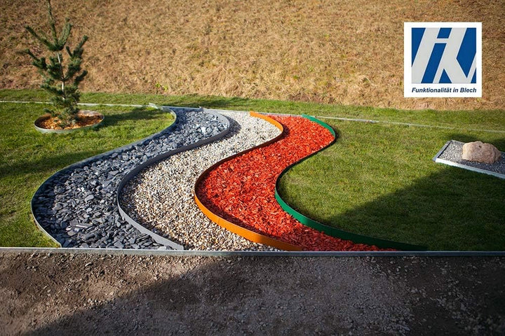Rasenkante, Beeteinfassung und Wegbegrenzung aus Metall 13,5 cm x 1,20 m; 3,45 m; 5,70 m; 11,40 m; 2