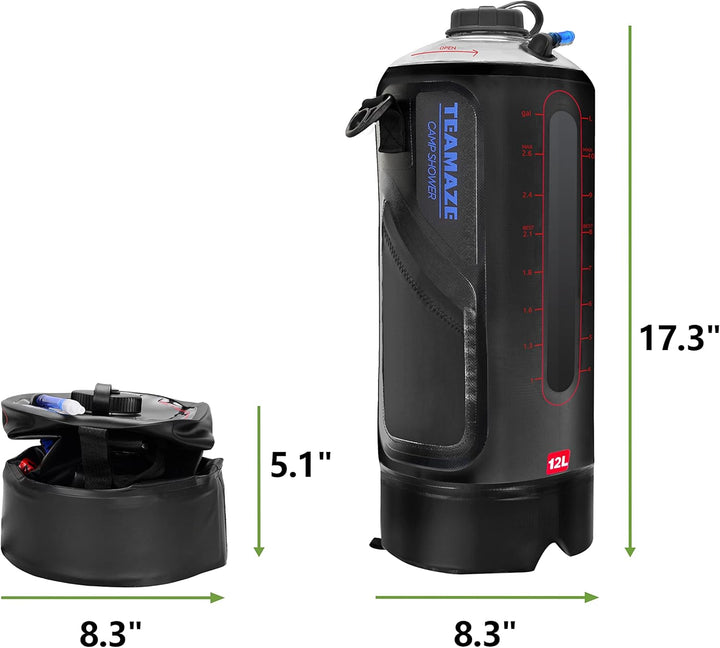 BOOSTEADY Campingdusche,12 L tragbare Campingdusche mit verbessertem Schraubdeckel, automatischer Dr