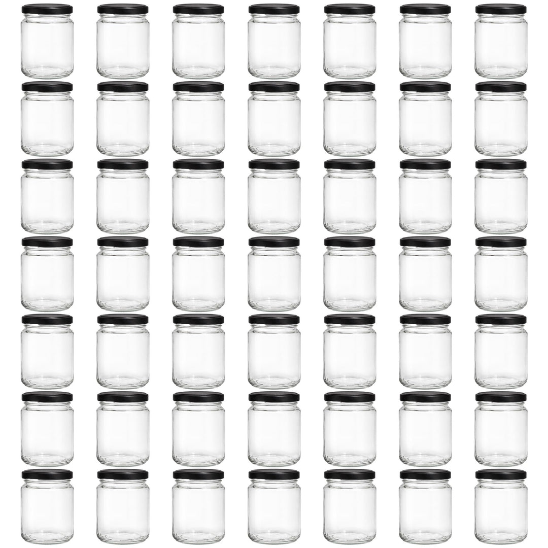 Vitrea 50x Marmeladengläser 275 ml - mit Deckel Schwarz TO 66 - Einmachgläser zum befüllen mit Schra