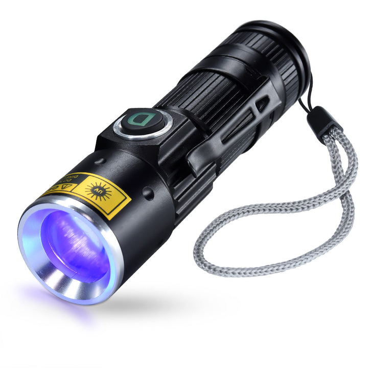 DARKDAWN UV Taschenlampe 365nm Licht Schwarzlicht USB Wiederaufladbar, Woodsche Lampe Ultraviolett L