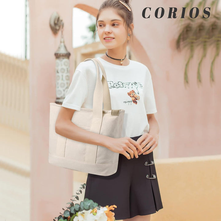CORIOS Damen Henkeltaschen Canvas Tragetasche Grosse Kapazität Handtasche Multifunktionale Schultert