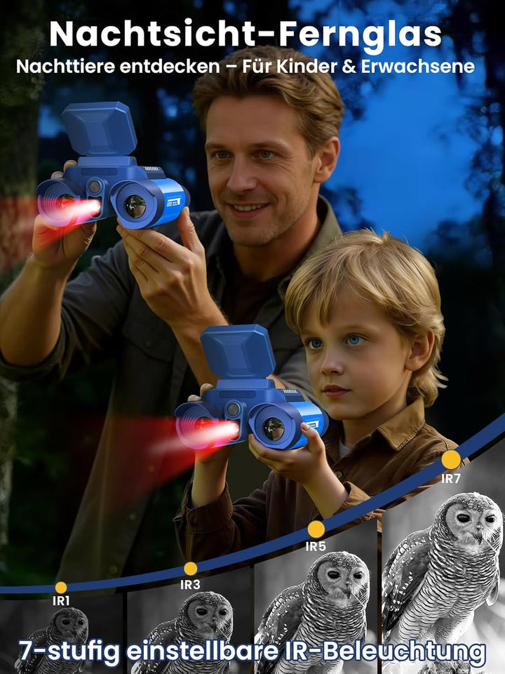 Acoath Fernglas für Kinder, 10-facher Optischer Zoom mit Nachtsich, Kamera mit Foto- & Videofunktion