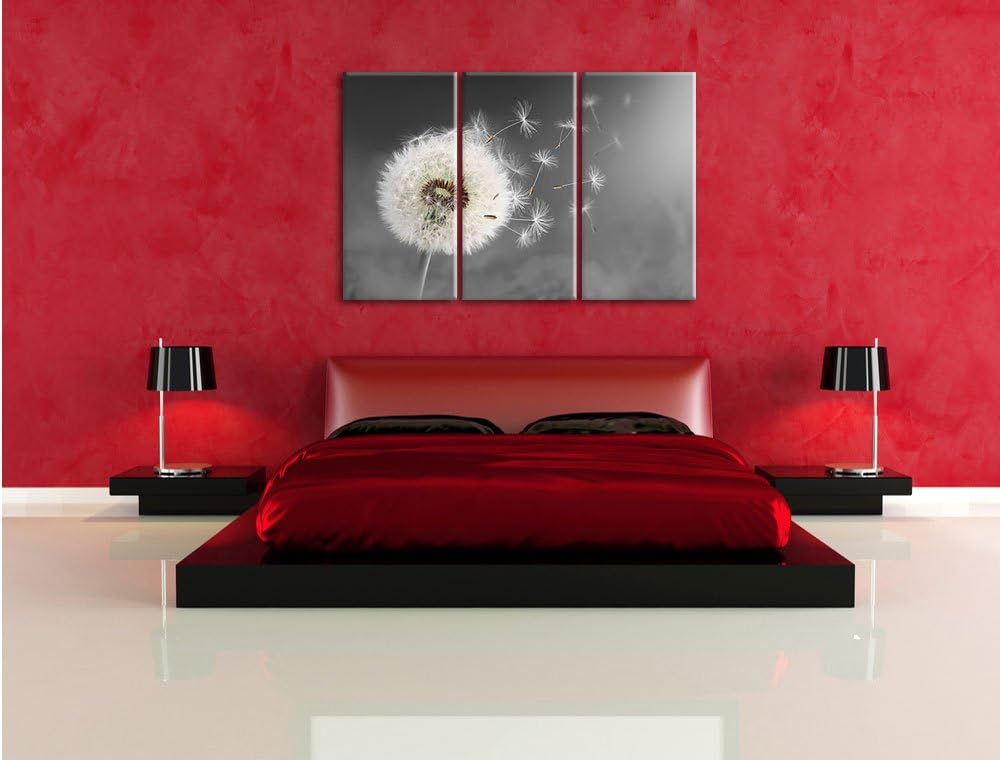 Pixxprint Löwenzahn Samen als Leinwandbild | Grösse: 3 Teilig (120x80) | Wandbild| Kunstdruck | fert