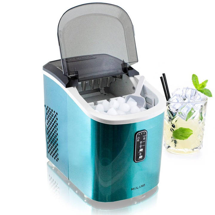 Eiswürfelmaschine Edelstahl Eiswürfelbereiter Eiswürfel Ice Maker Eis Maschine Icemaker (Hellblau)