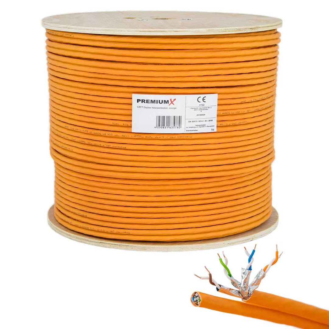 Premium X CAT 7 Netzwerkkabel 100m LAN Kabel Duplex Kupferkabel Ethernet Datenkabel S/FTP PiMF PoE E