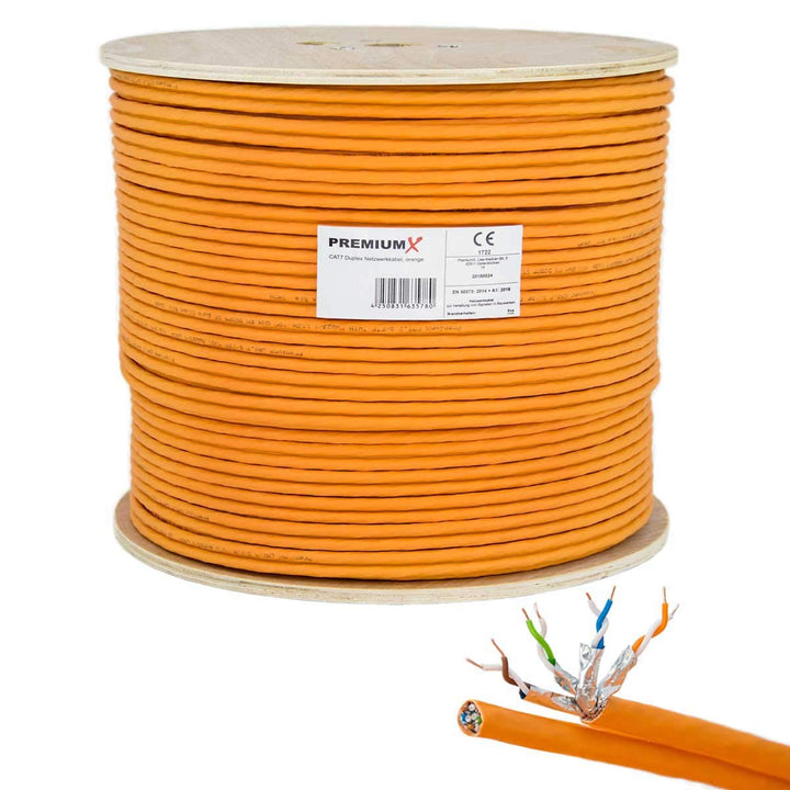 Premium X CAT 7 Netzwerkkabel 100m LAN Kabel Duplex Kupferkabel Ethernet Datenkabel S/FTP PiMF PoE E
