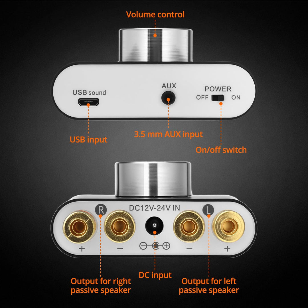 QWORK® Mini Verstärker Bluetooth, Digital Power Amplifier HiFi Stereo Verstärker 50W × 2, Bluetooth