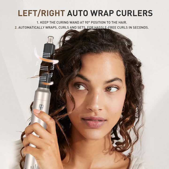 TANSHINE 6 in 1 Auto Hair Wrap Hairstyler, Heissluftbürste Volumen Fföhnbürste Warmluftbürste Stylin