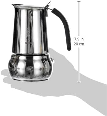 Bialetti 4883 Kitty 6 Tassen, Espressokocher Edelstahl, Rostfreier Stahl, Silber 6 Tassen
