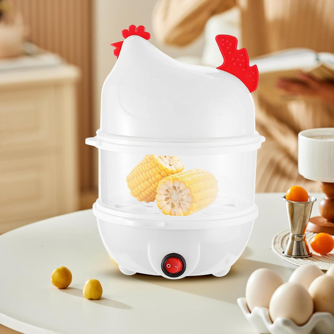 Eierkocher, mit 2 Einsätzen, Grosser Hühner-Design Eierkocher Für Frühstück Mittagessen Abendessen K