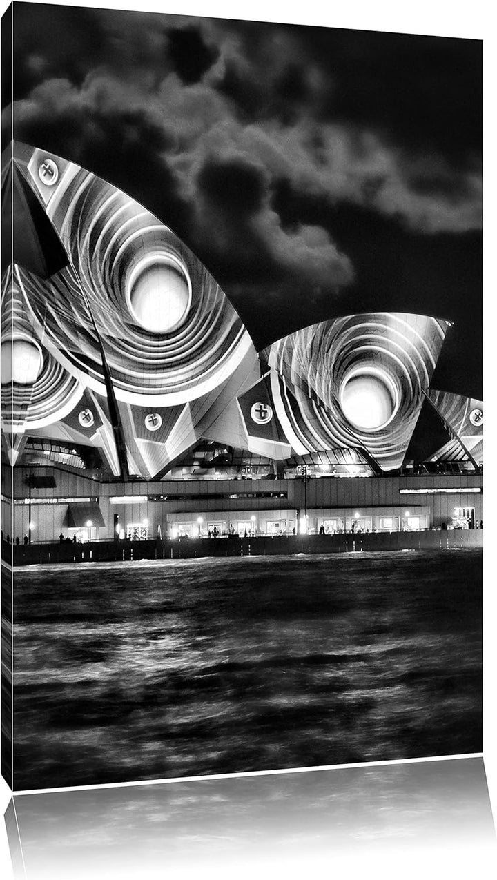 Pixxprint Sydney Opera House Pfauenaugen / 100x70cm Leinwandbild bespannt auf Holzrahmen/Wandbild Ku