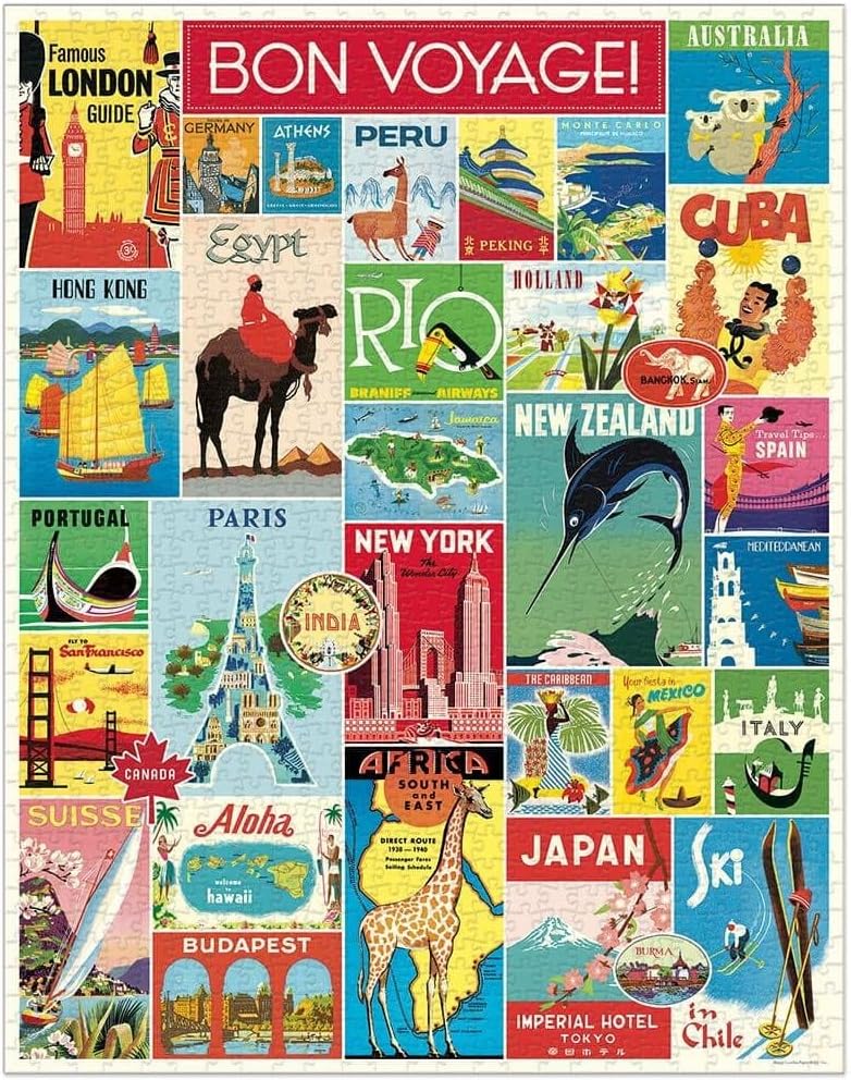 Cavallini Papers & Co. Travel, Reisen 1000 Teile Puzzle, Mehrfarbig