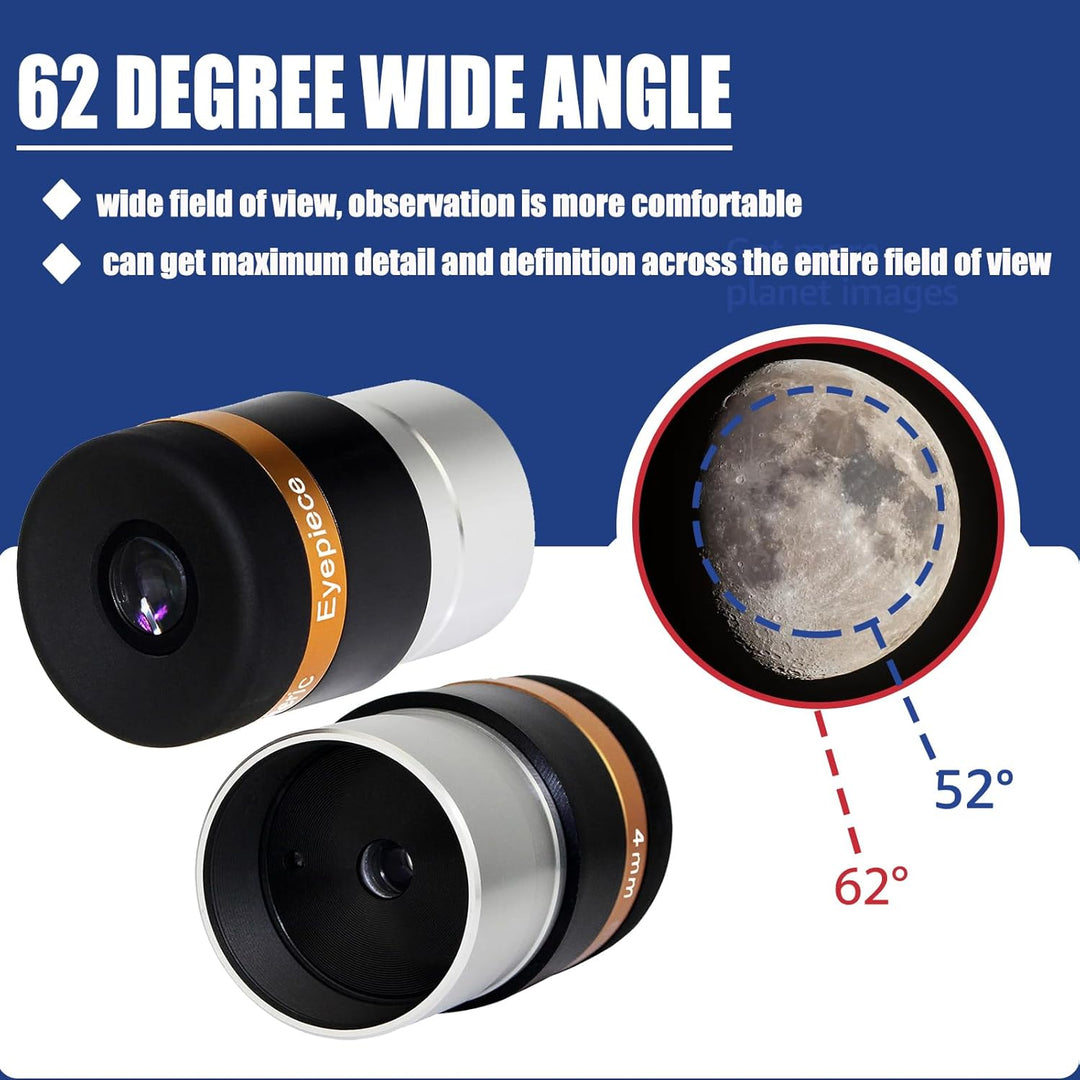 Svbony Okular 4mm, 1,25” Teleskop Okular Asphärische Linse 62° Weitwinkelokular, Scharfe Bilder Kont