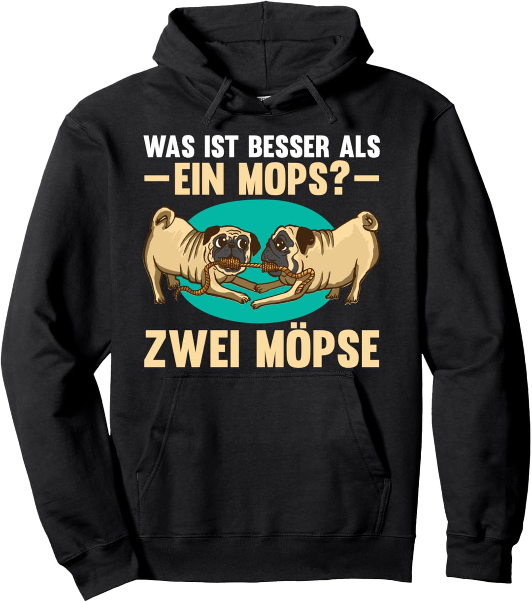 Zwei Mops Hund Mops Pullover Hoodie